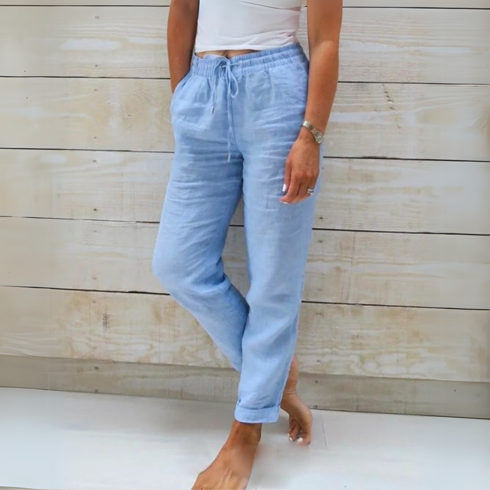 Allison — Cotton Linen Tailored Trousers