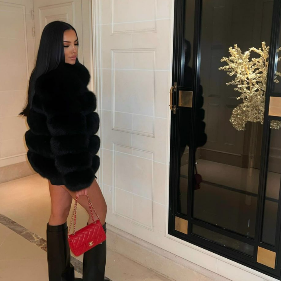 Collarless Faux Fur Jacket