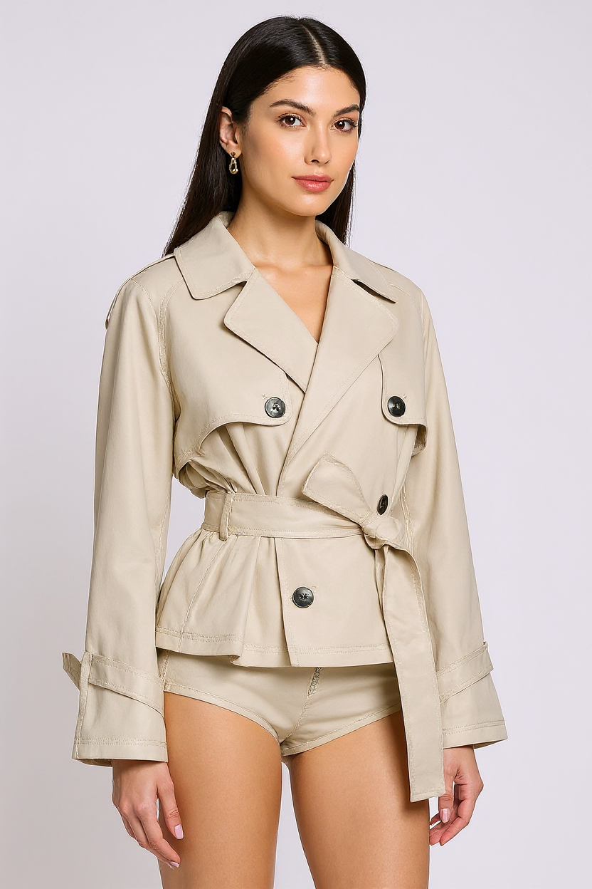 Petite Double-Breasted Trench Coat