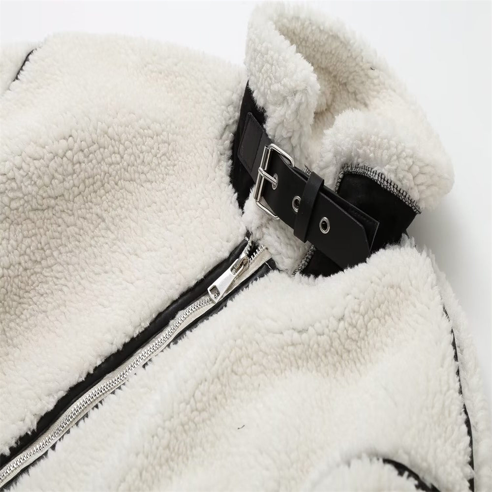 Autumn Contrast Lamb Wool Jacket