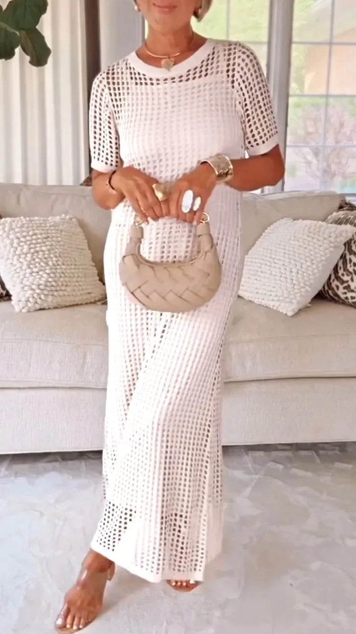 Elegant V-Neck Lace Long Sleeve Maxi Dress