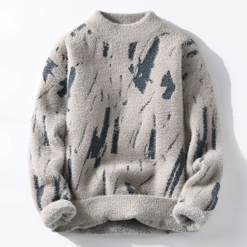 Relaxed Fit Brushstroke Print Sweater