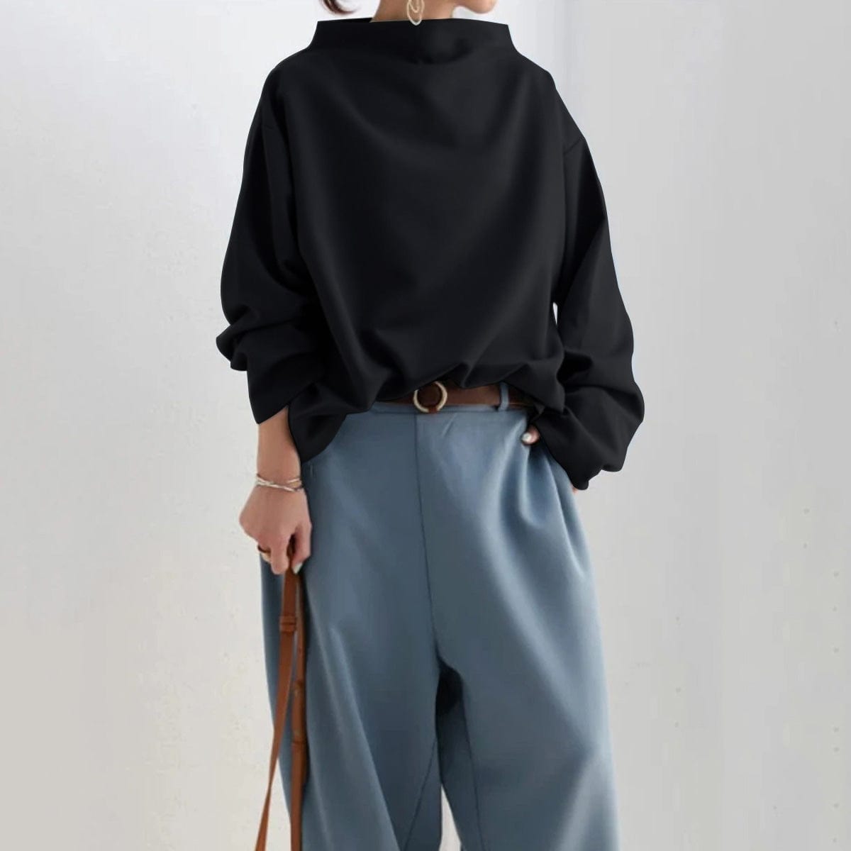 High-Neck Soft Knit Sweater