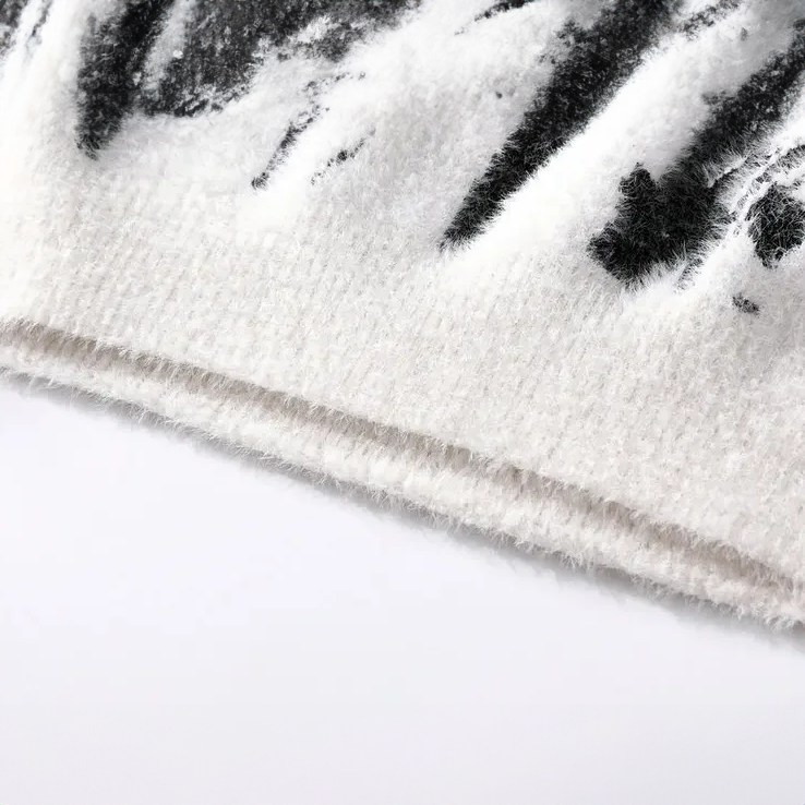 Relaxed Fit Brushstroke Print Sweater