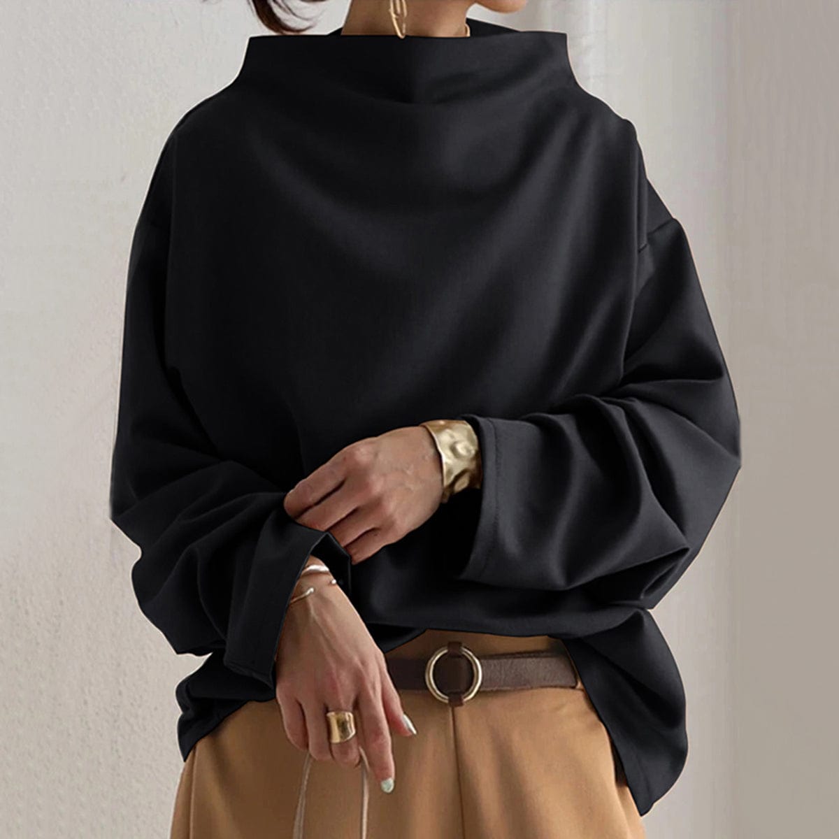 High-Neck Knit Top