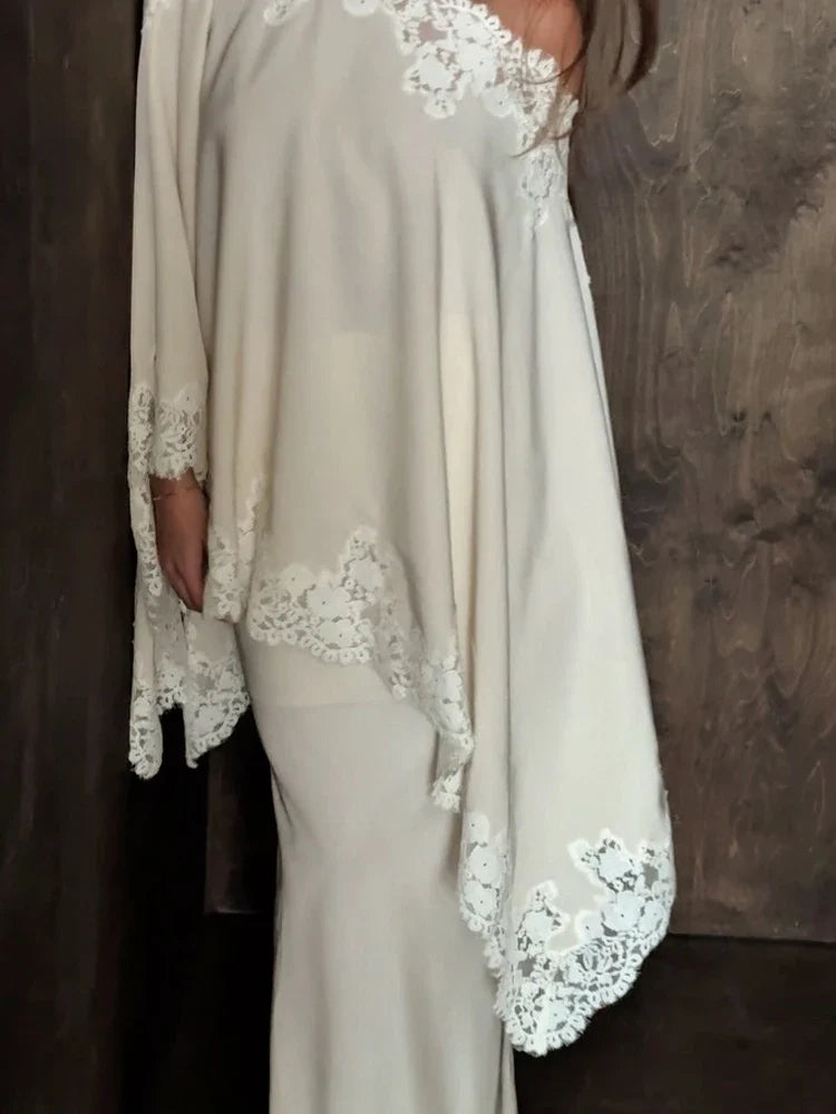 Serenity “Liora” Lace Satin Skirt Set