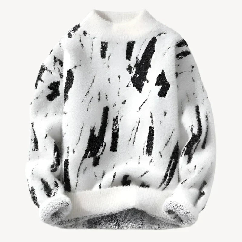 Relaxed Fit Brushstroke Print Sweater