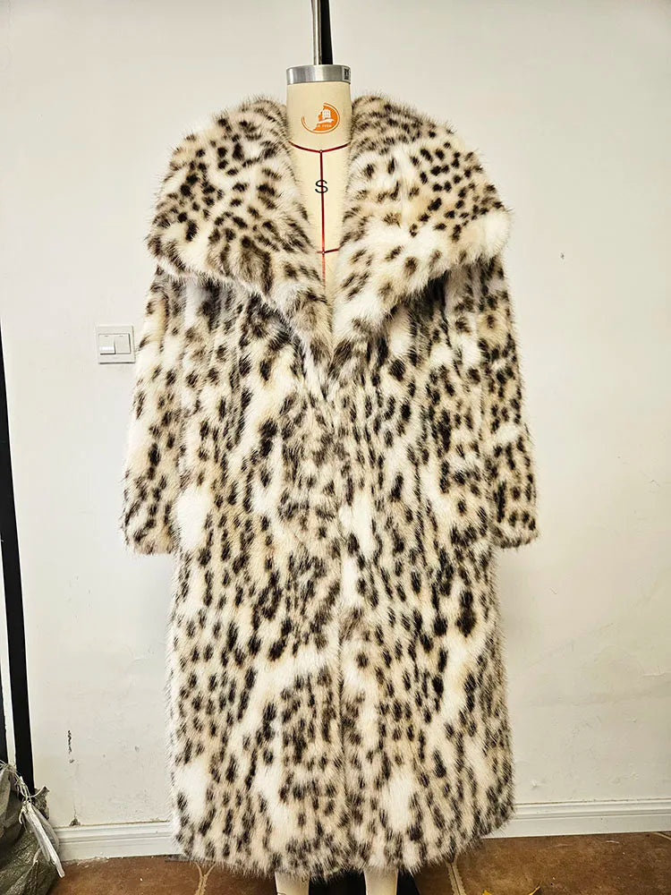 Leopard Print Faux Fur Coat