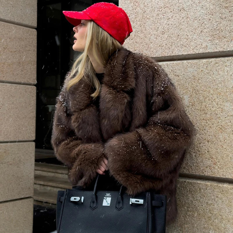 Oversized Gradient Faux Fur Coat
