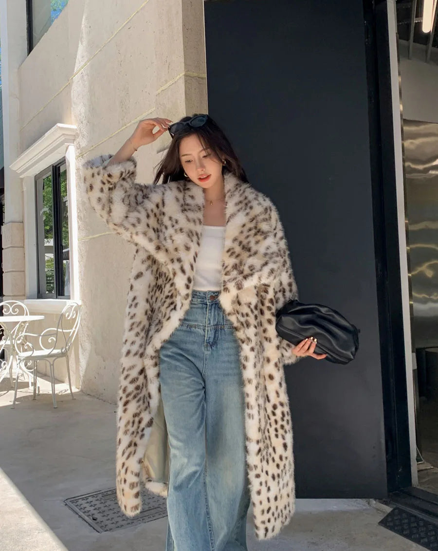 Leopard Print Faux Fur Coat