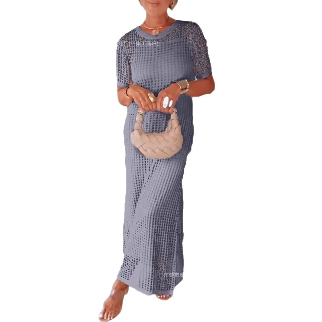 Elegant V-Neck Lace Long Sleeve Maxi Dress