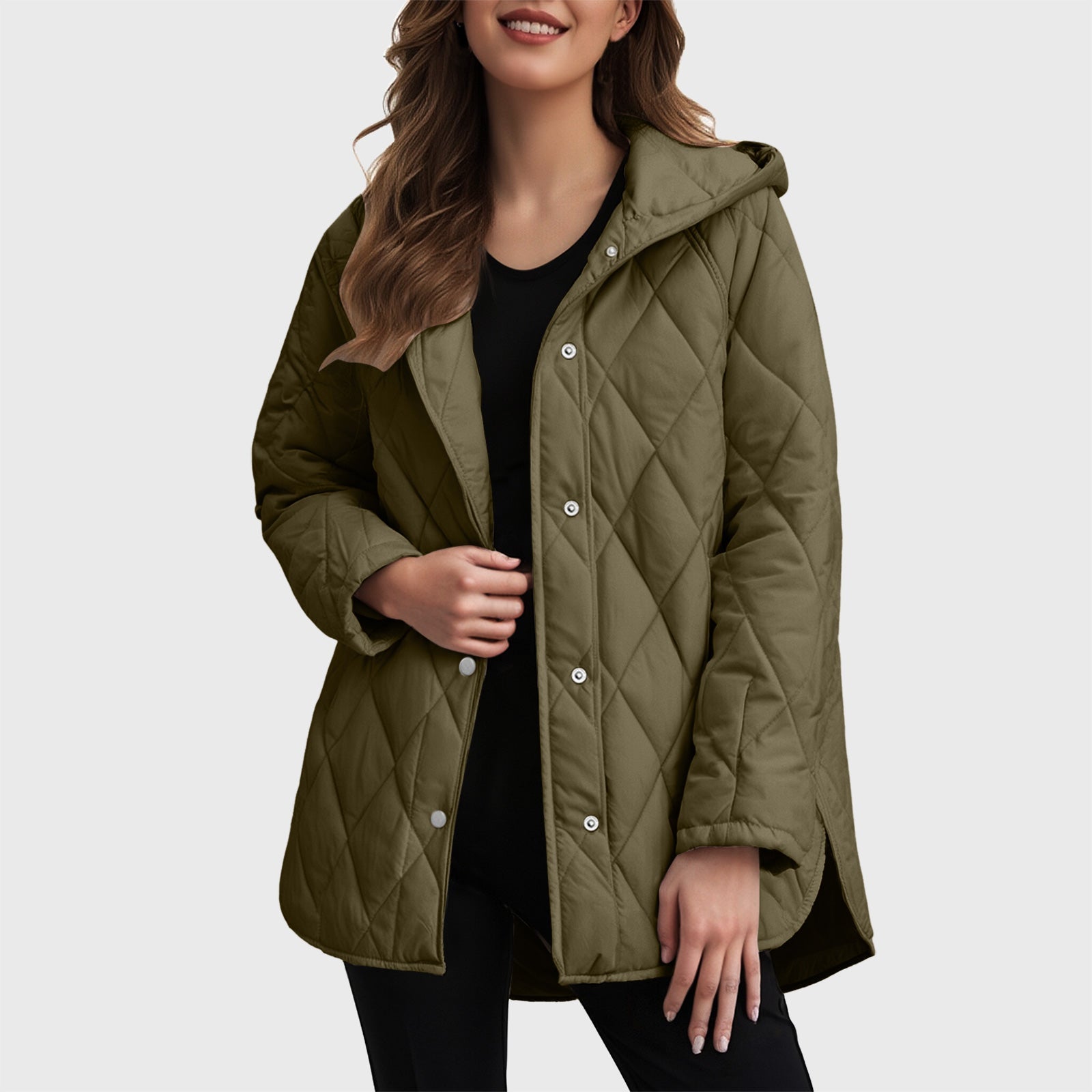 Check-Hood Casual Coat