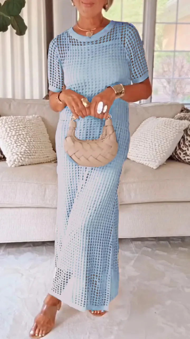 Elegant V-Neck Lace Long Sleeve Maxi Dress