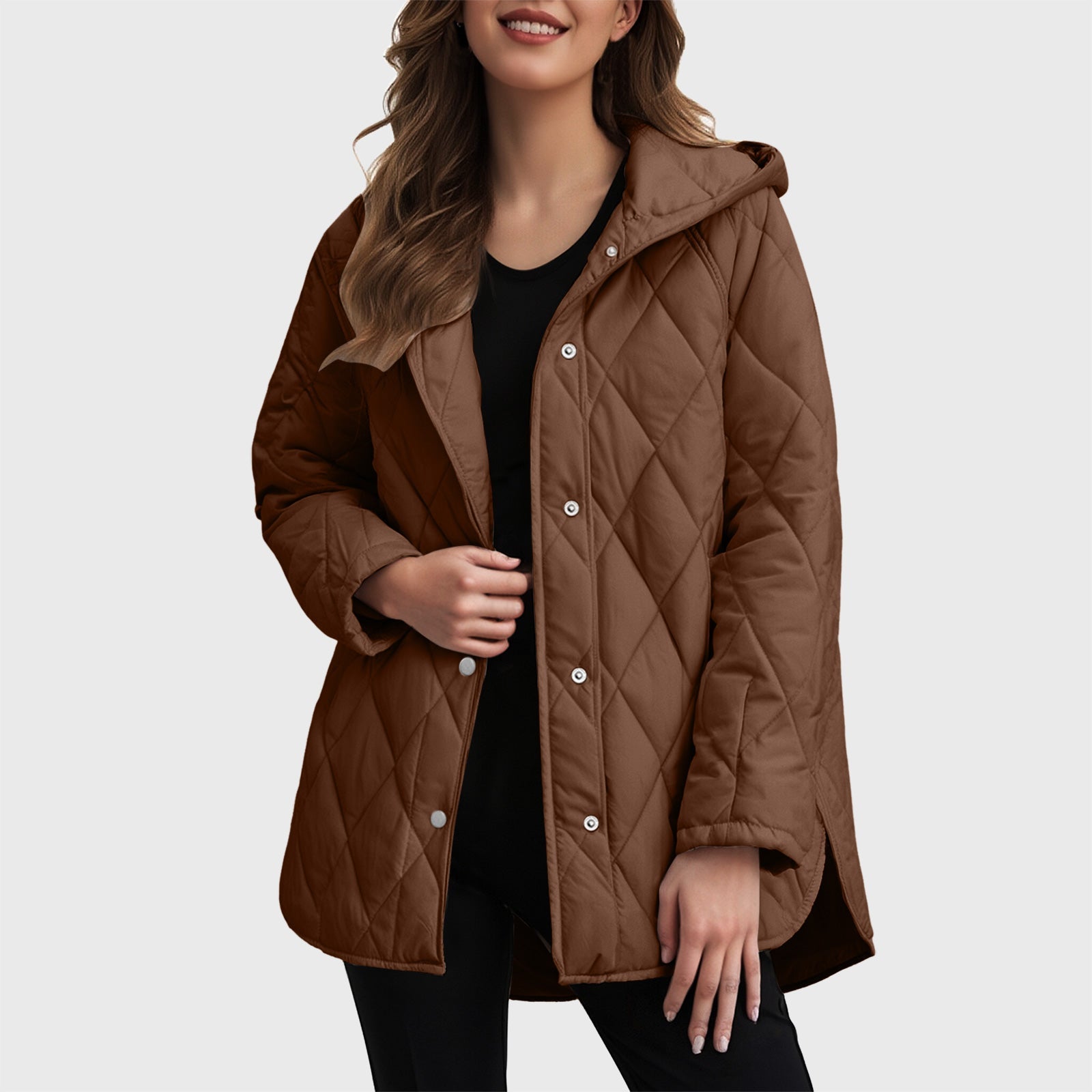 Check-Hood Casual Coat