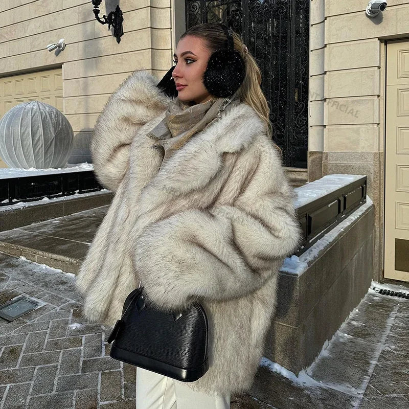 Oversized Gradient Faux Fur Coat