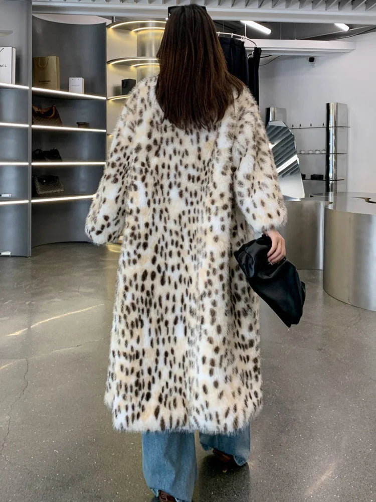 Leopard Print Faux Fur Coat