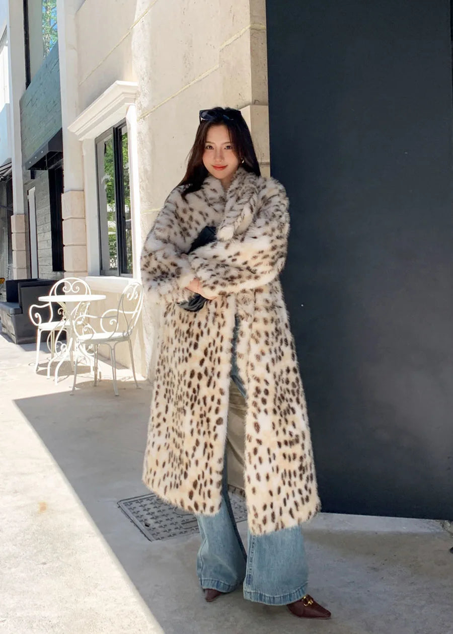 Leopard Print Faux Fur Coat