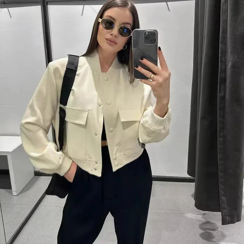 Casual Bomber Jacket with Pockets