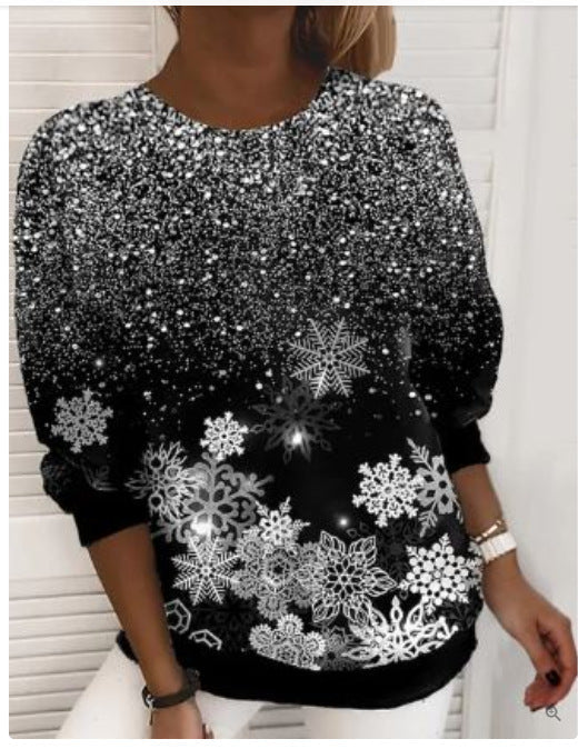 Snowflake Print Pullover