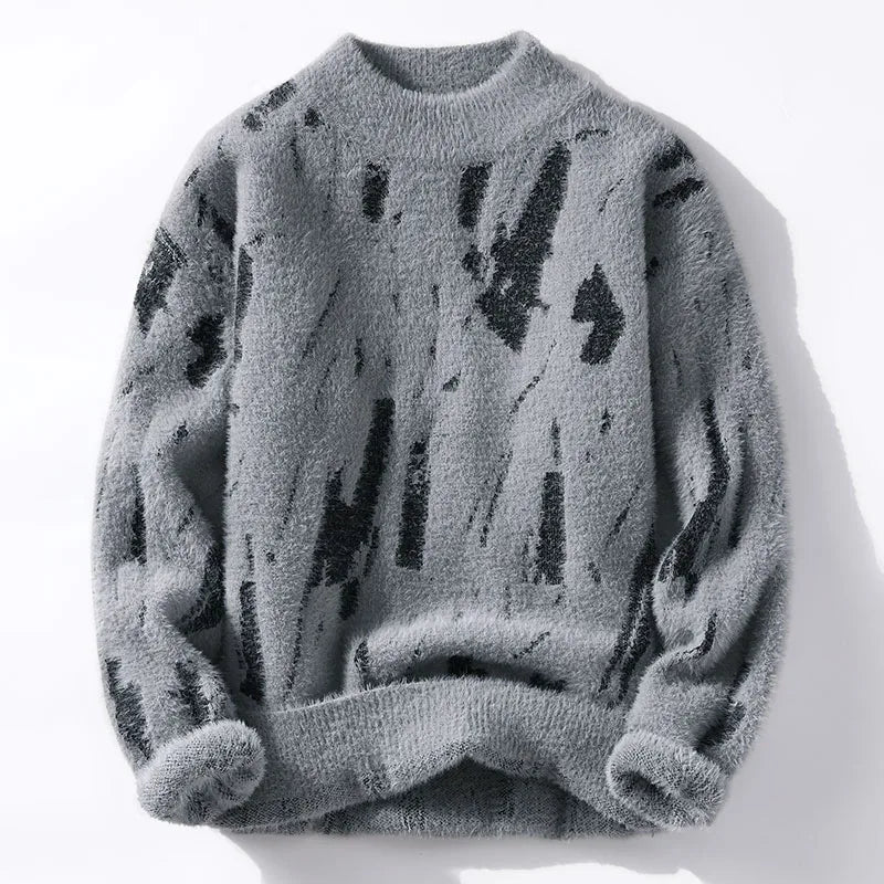 Relaxed Fit Brushstroke Print Sweater
