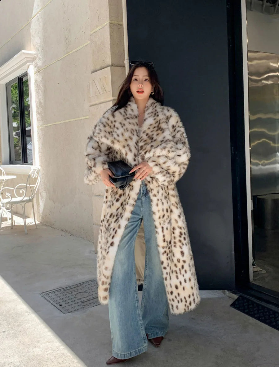 Leopard Print Faux Fur Coat