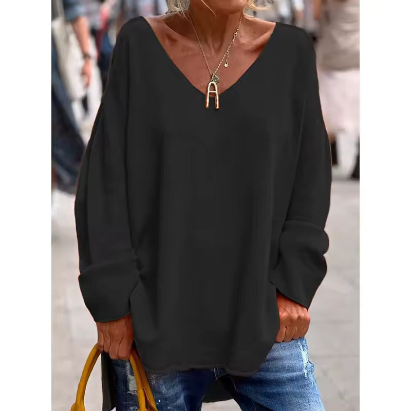Relaxed Fit V-Neck Blouse