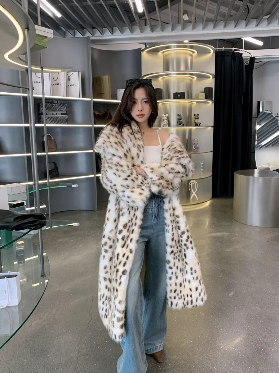 Leopard Print Faux Fur Coat