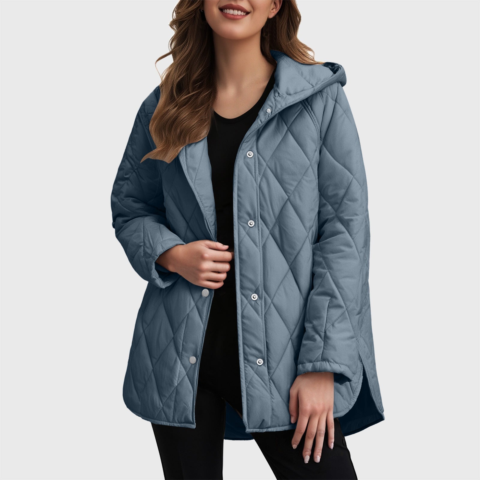Check-Hood Casual Coat