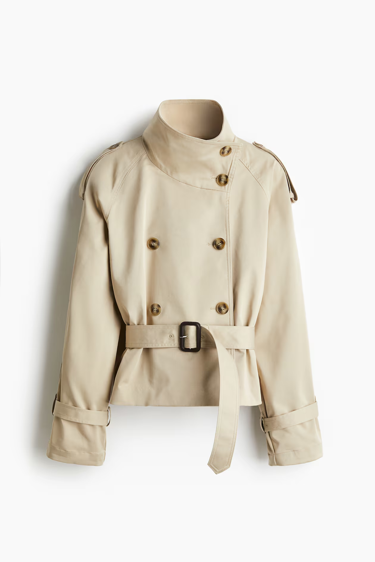 Cropped Belted Trench Coat