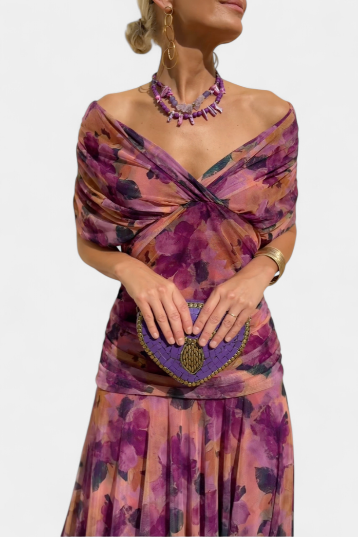 Alondra™ | Long Floral Dress with V-Neck