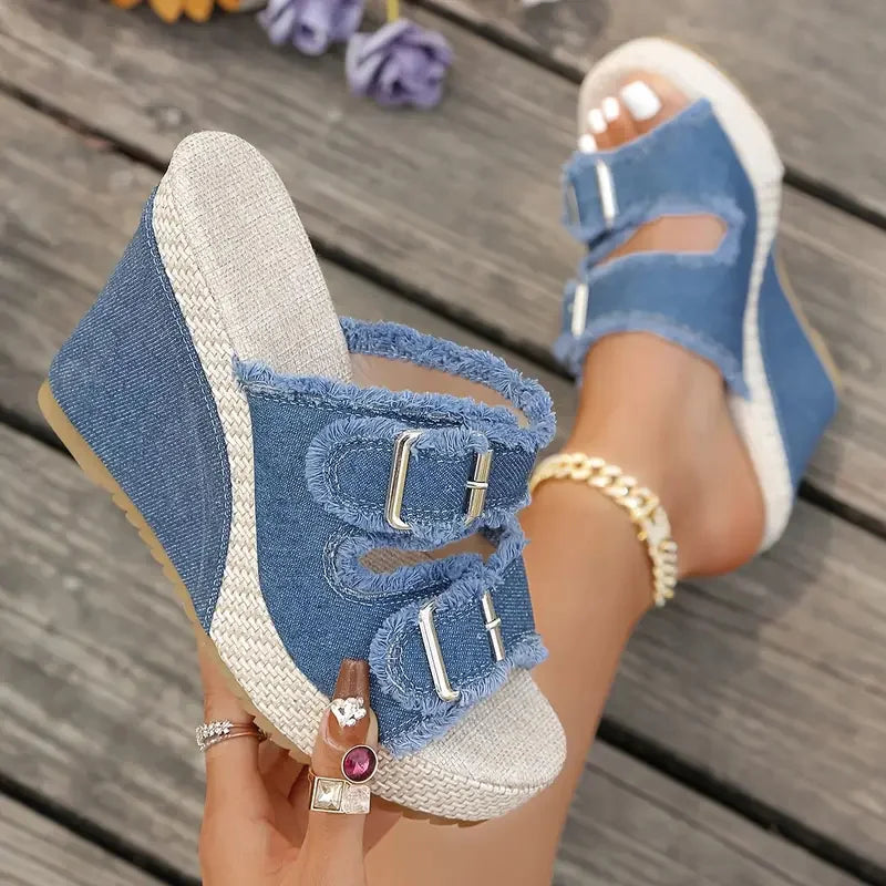 Fray Edge Wedge Sandals