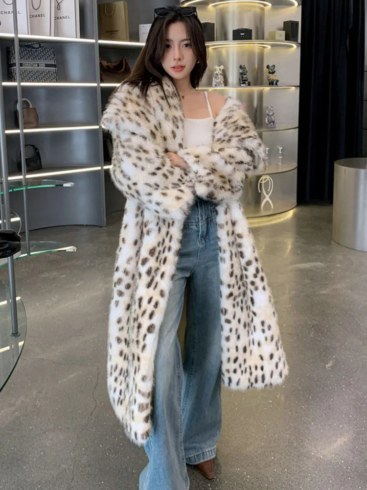 Leopard Print Faux Fur Coat
