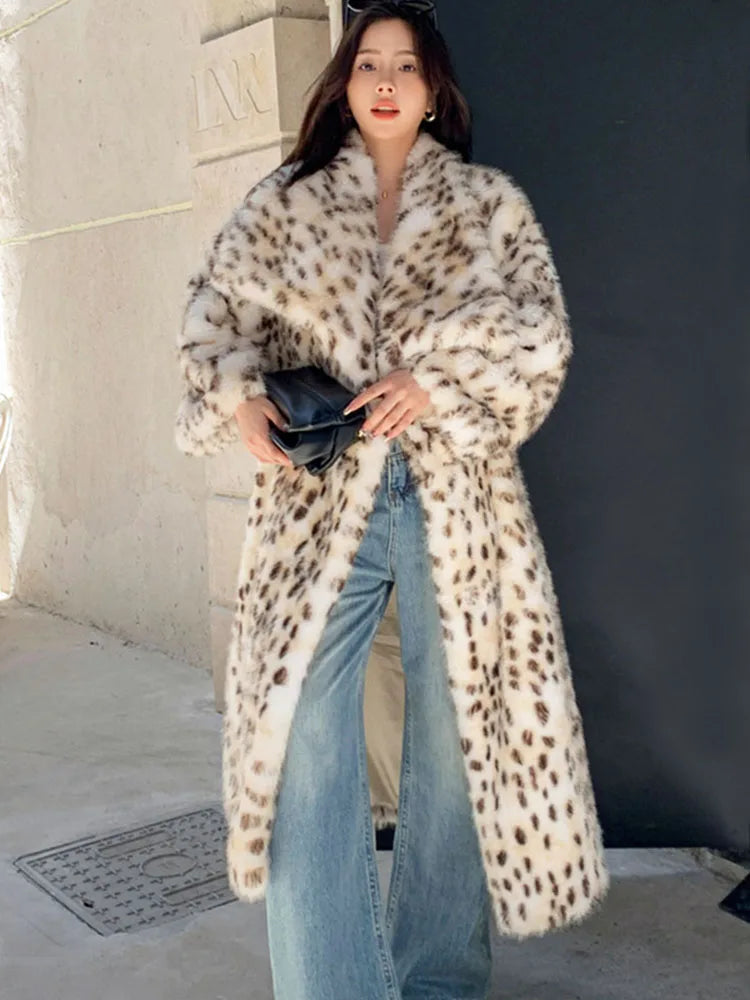 Leopard Print Faux Fur Coat