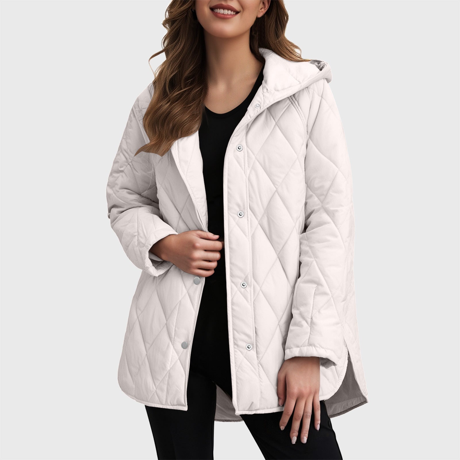 Check-Hood Casual Coat