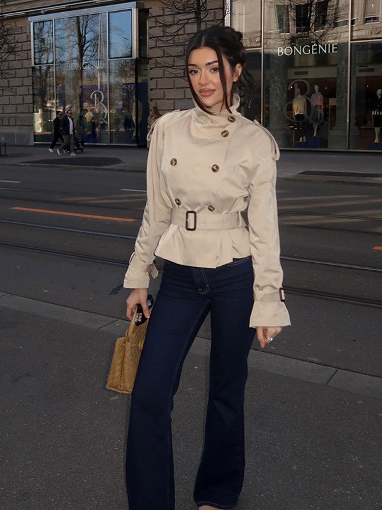 Belted Double-Breasted Trench Jacket