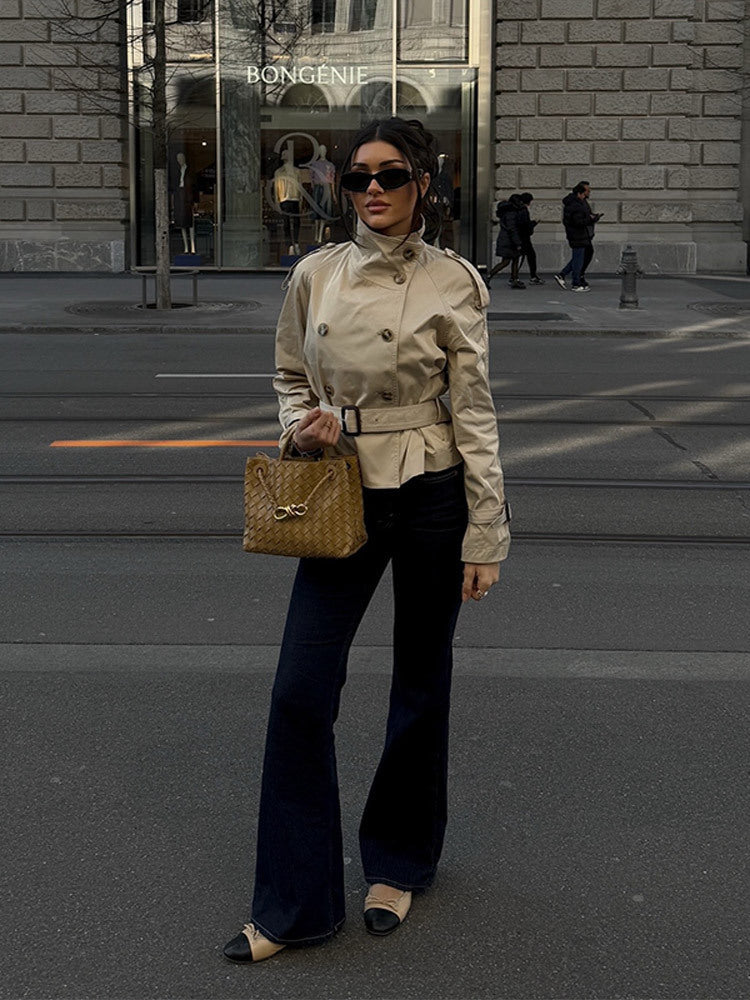 Belted Double-Breasted Trench Jacket