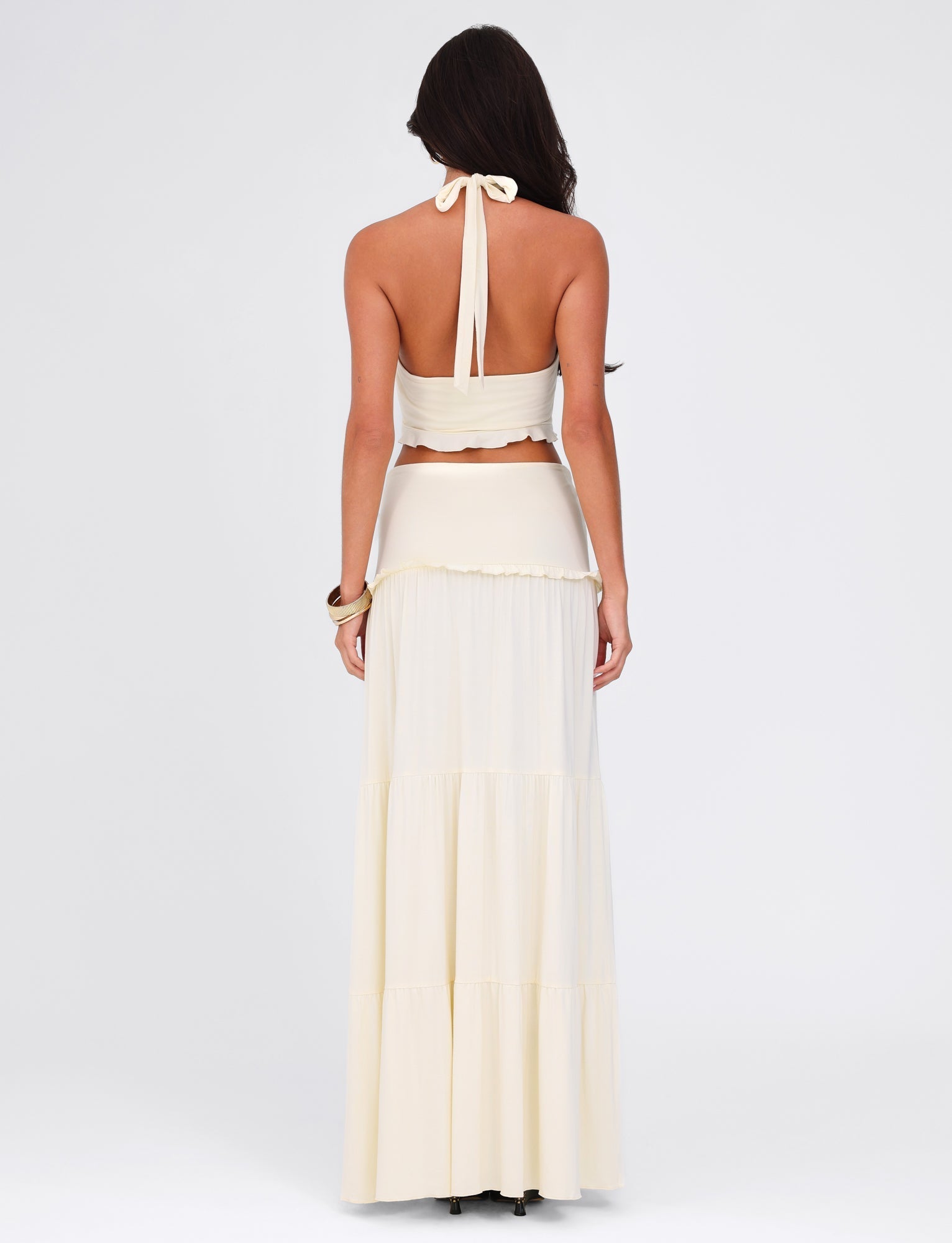 Ruched Ruffle Two-Piece Skirt Set