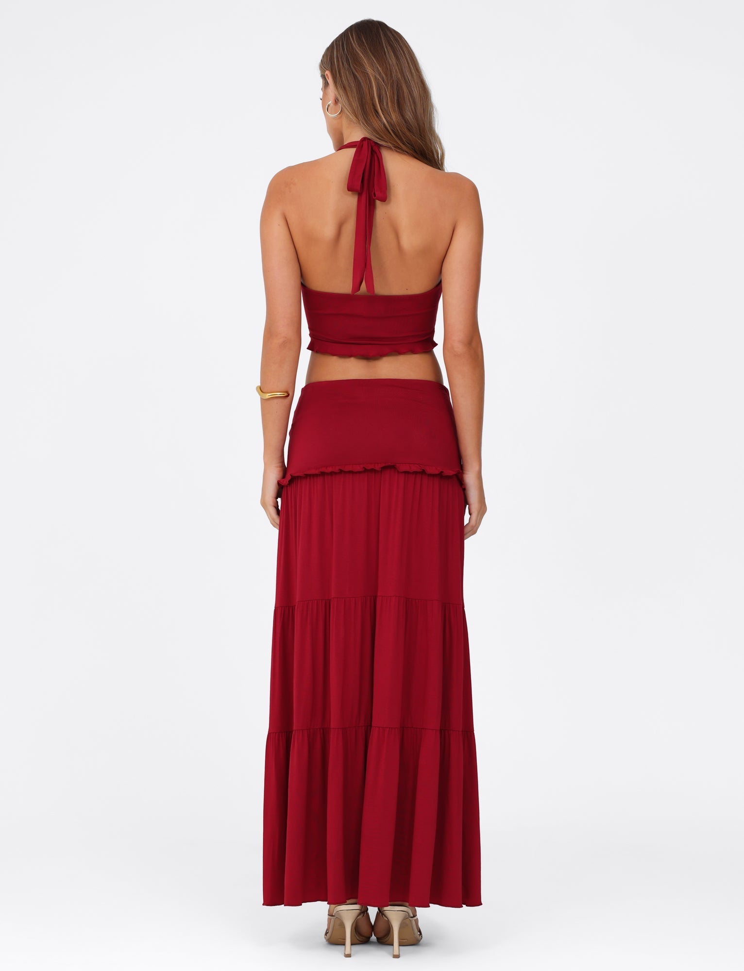 Ruched Ruffle Two-Piece Skirt Set
