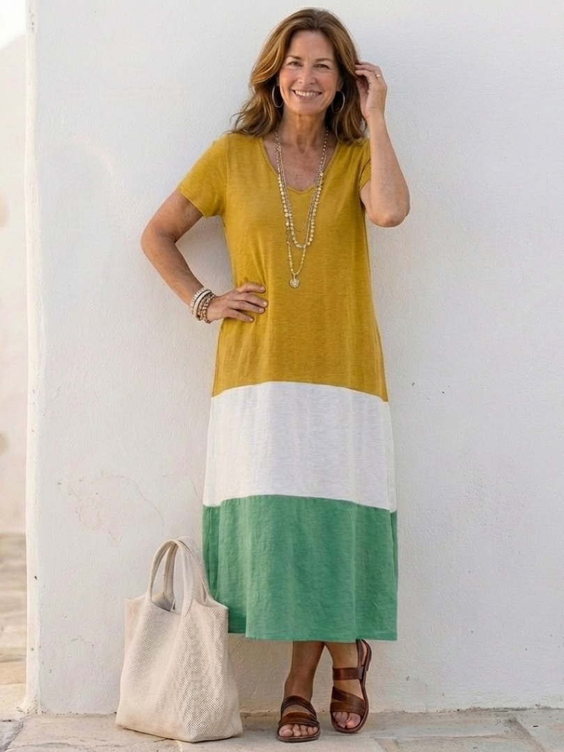 Thalia — Colour Block Midi Dress