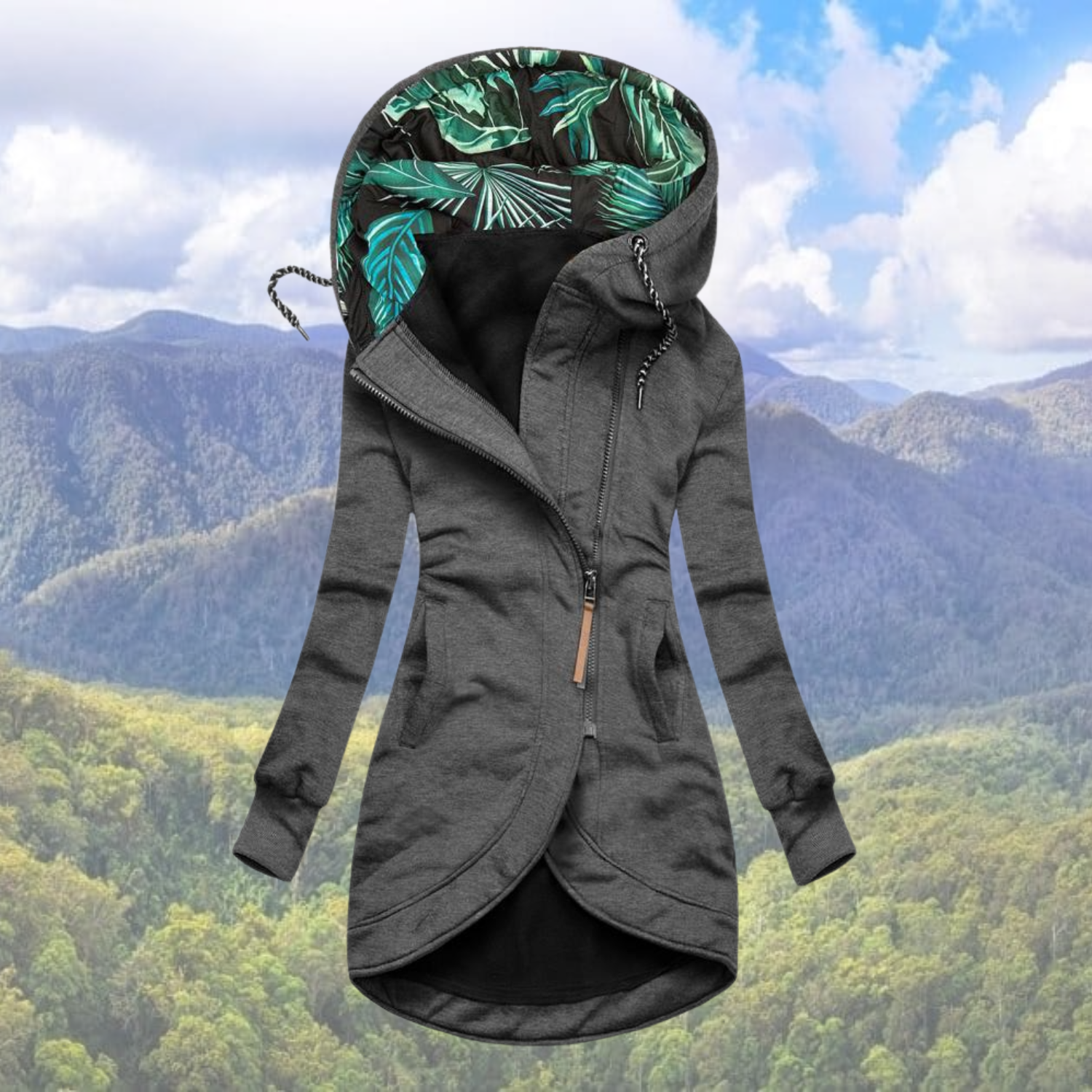 Hooded Zip-Front Cardigan