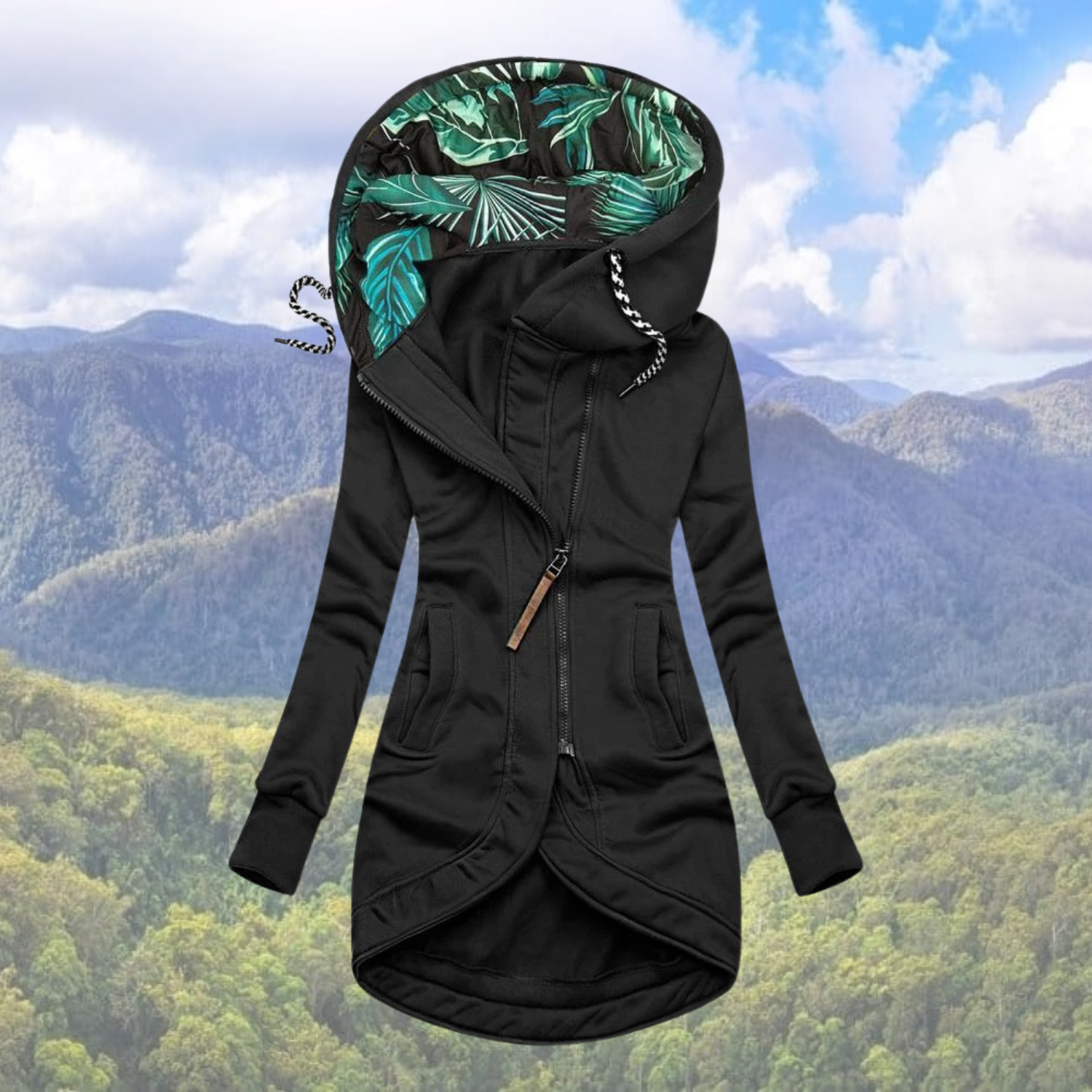 Hooded Zip-Front Cardigan