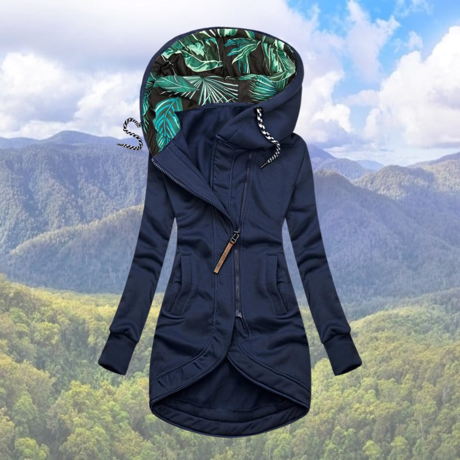 Hooded Zip-Front Cardigan