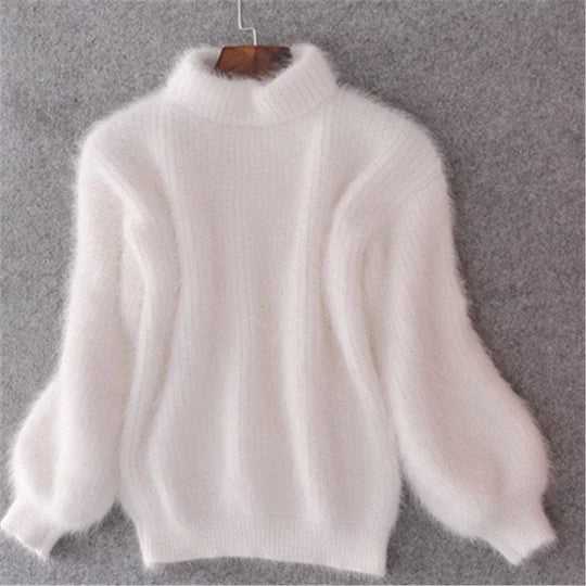 Angora Blend Solid Knit Sweater