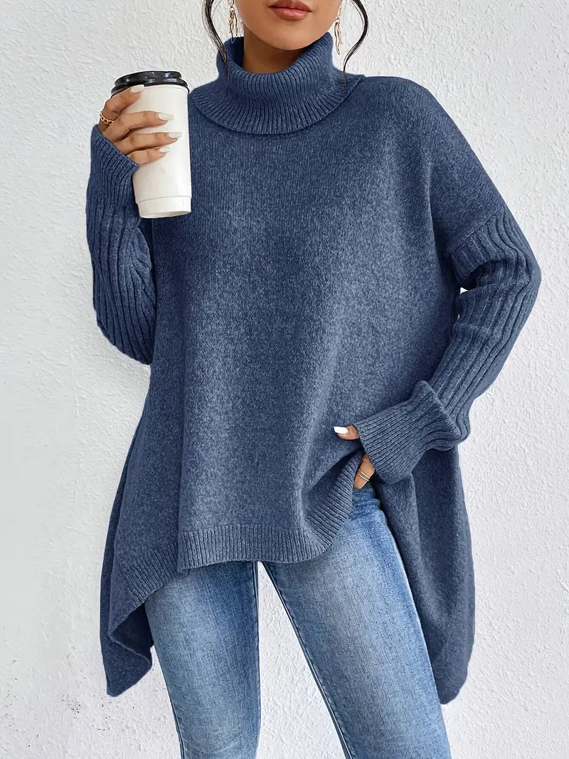 Long Ribbed Turtleneck Sweater