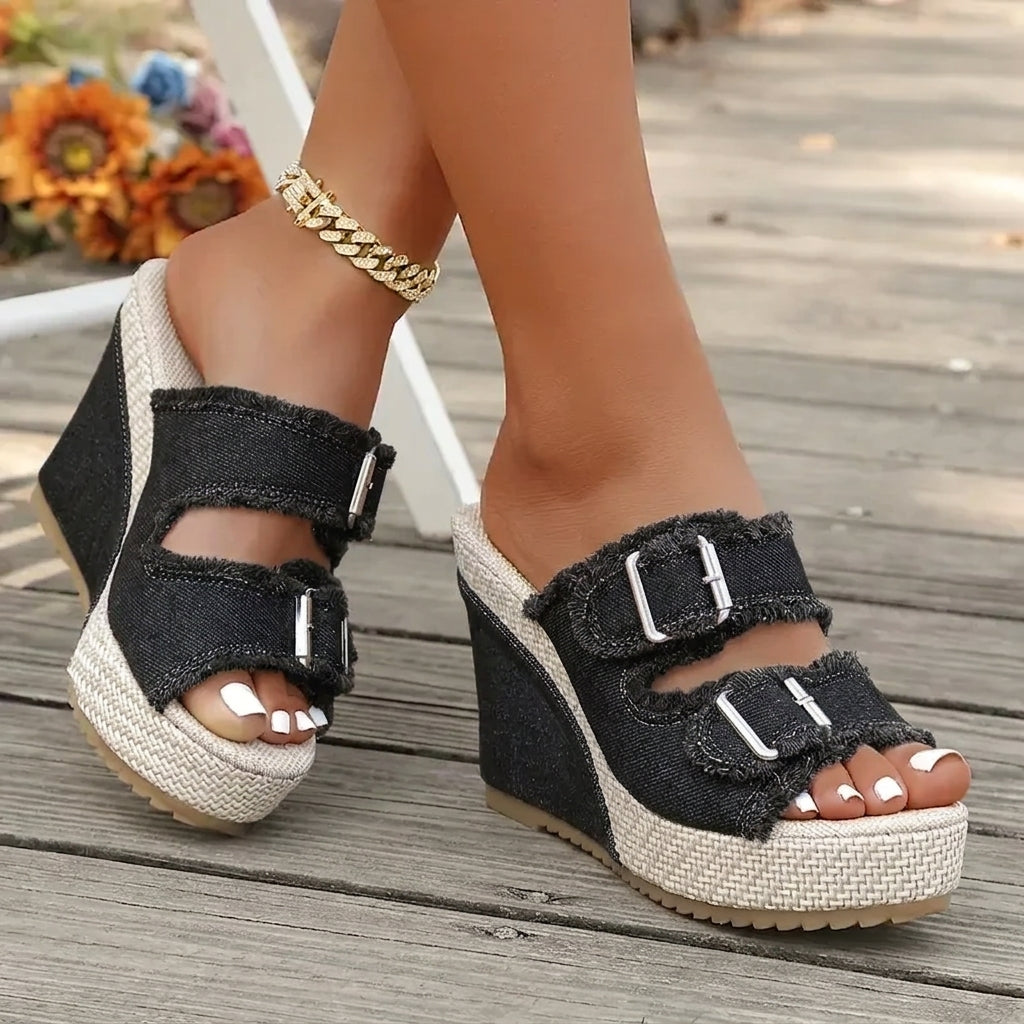 Fray Edge Wedge Sandals
