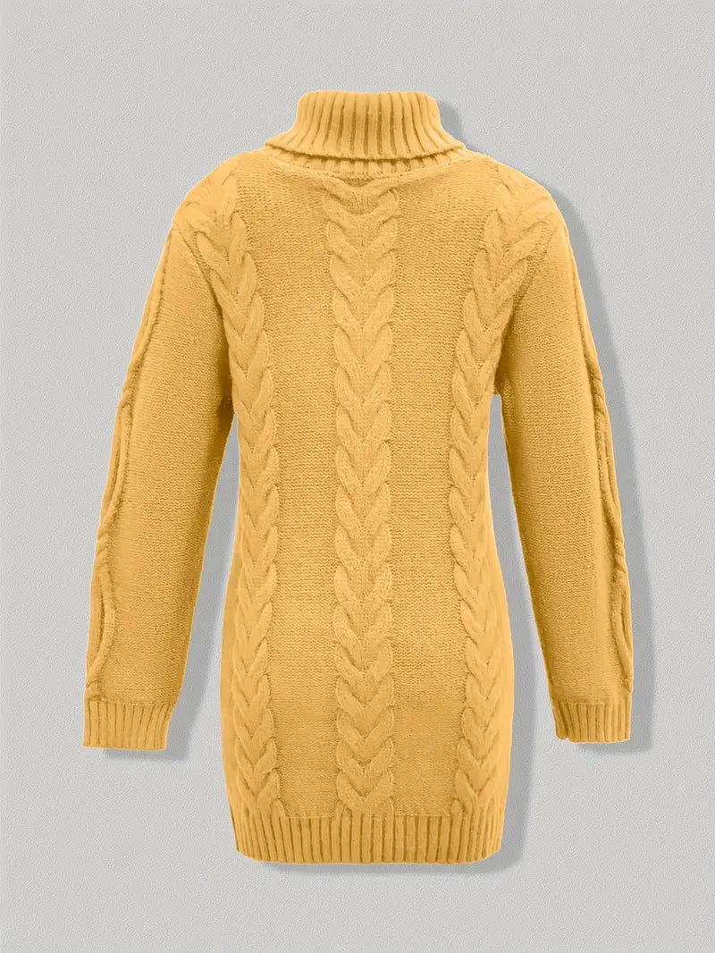 Chunky Cable Knit Turtleneck Dress