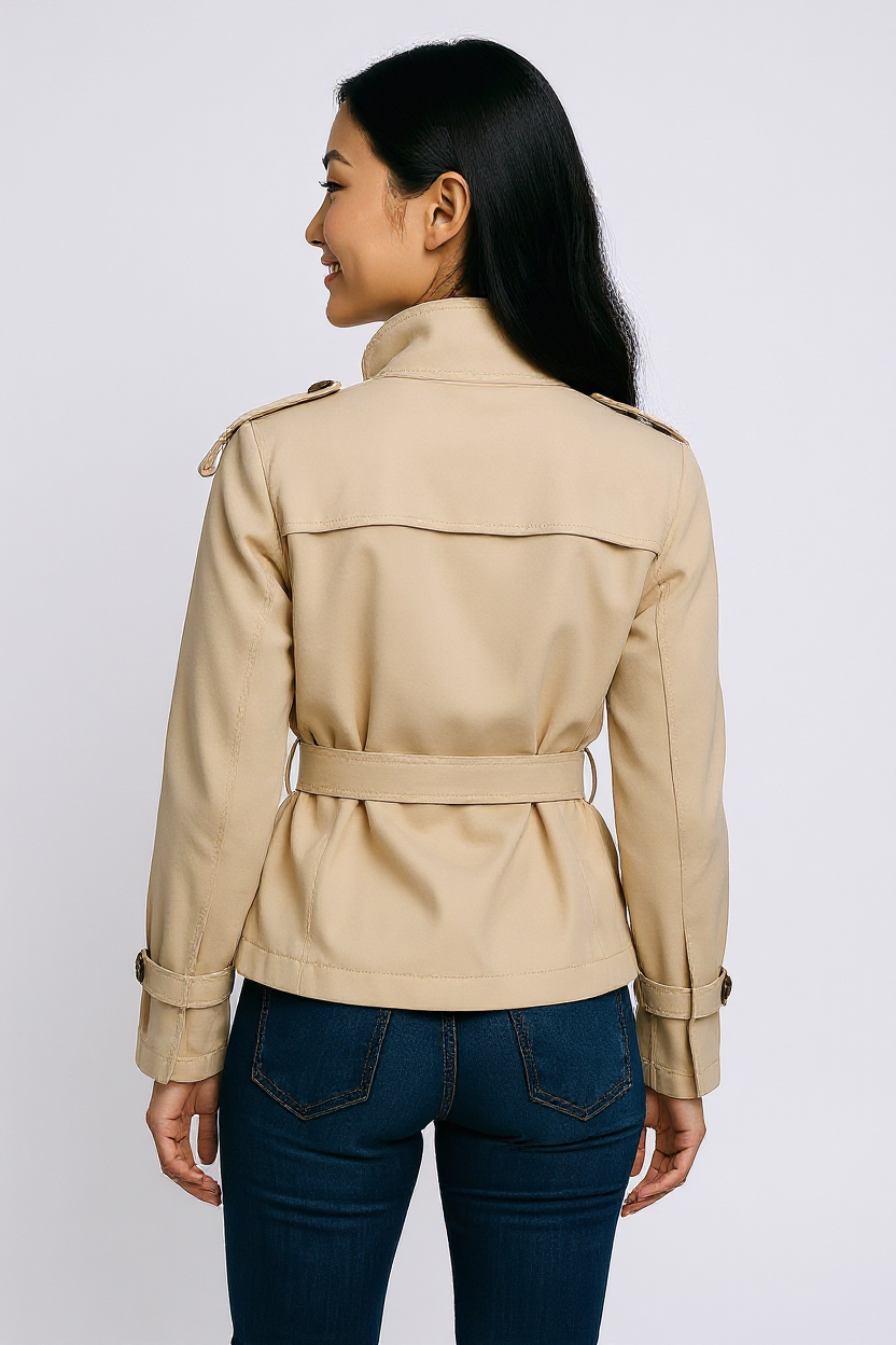 Cropped Belted Trench Coat