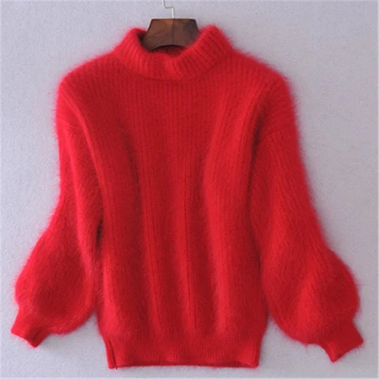 Angora Blend Solid Knit Sweater