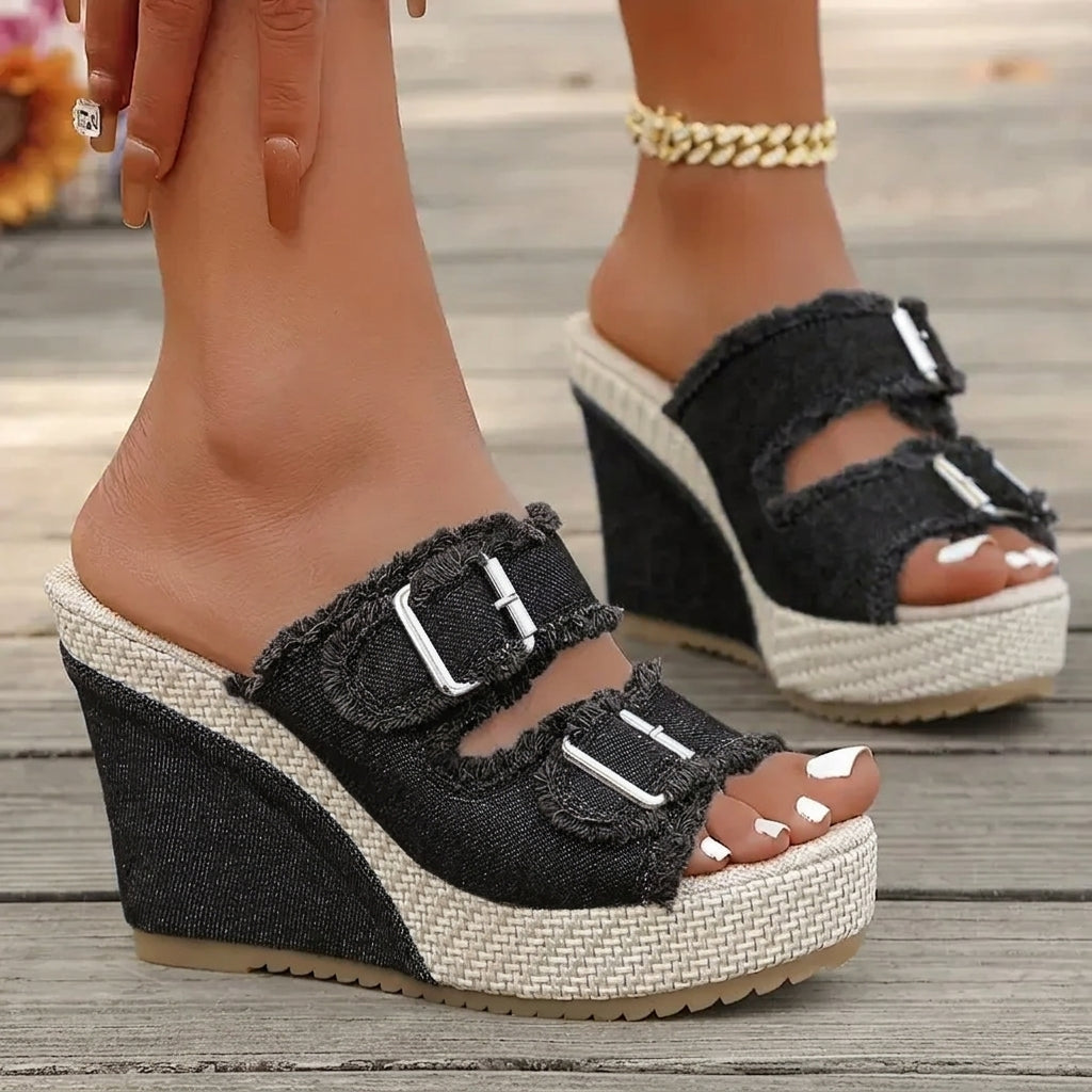 Fray Edge Wedge Sandals