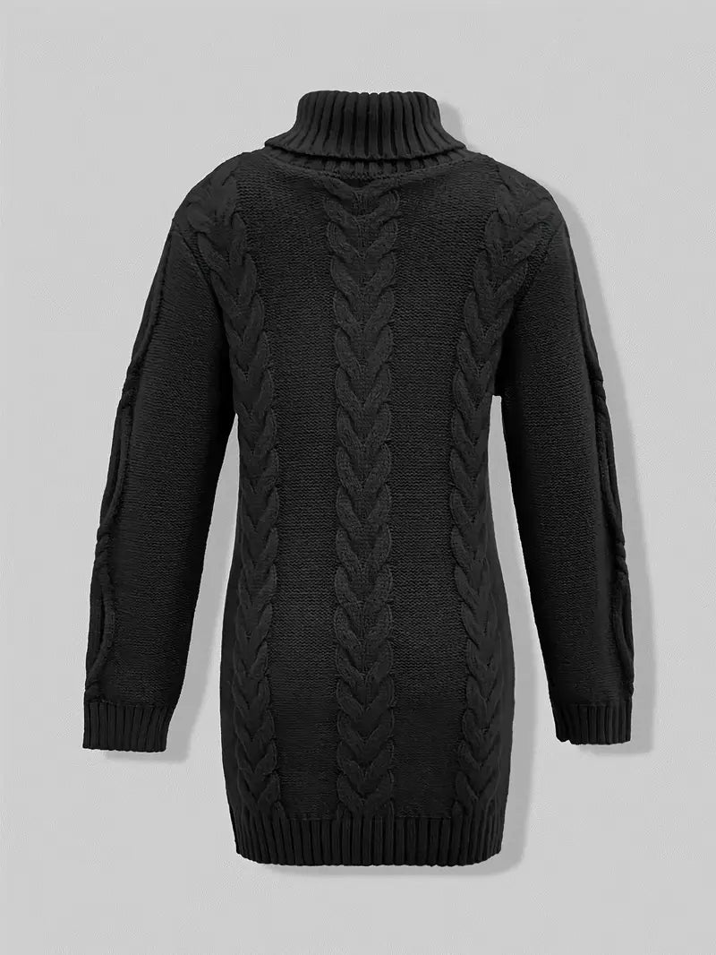 Chunky Cable Knit Turtleneck Dress